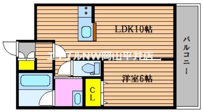 カネツグマンションII(1LDK/2階)の間取り写真