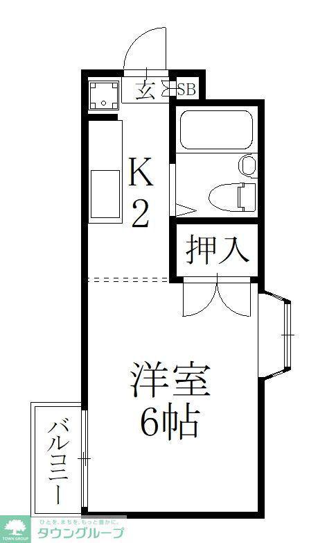 サチコーポ(ワンルーム/2階)の間取り写真