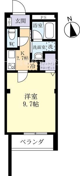レスパルテ守谷(1K/3階)の間取り写真