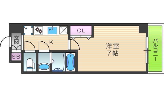 サムティ福島PORTA(1K/7階)の間取り写真