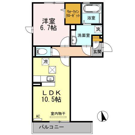 リバーパーク I(1LDK/1階)の間取り写真