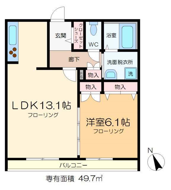 GRACE船堀(1LDK/1階)の間取り写真
