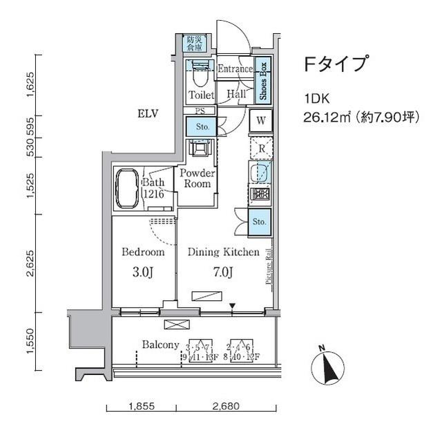 プライマル中央MINATO(1DK/4階)の間取り写真