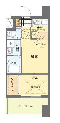 エステートモア天神(1LDK/14階)の間取り写真