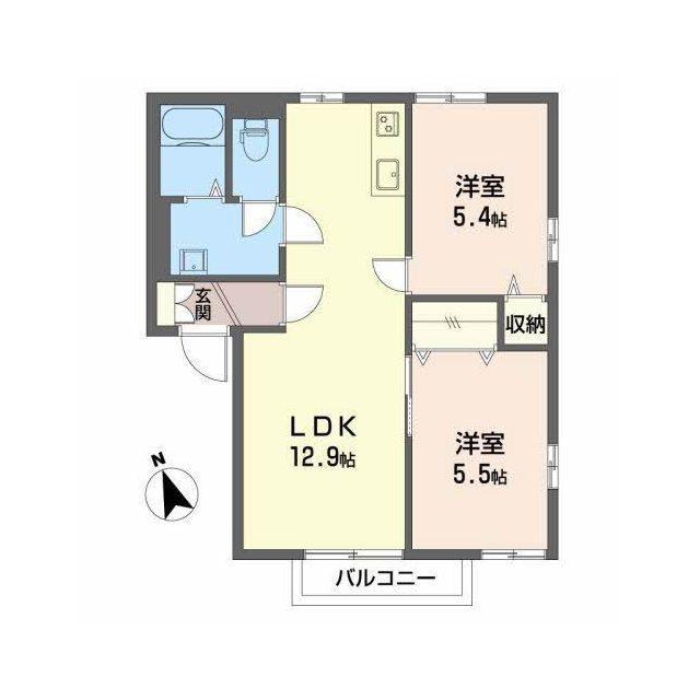 クレール西添(2LDK/2階)の間取り写真