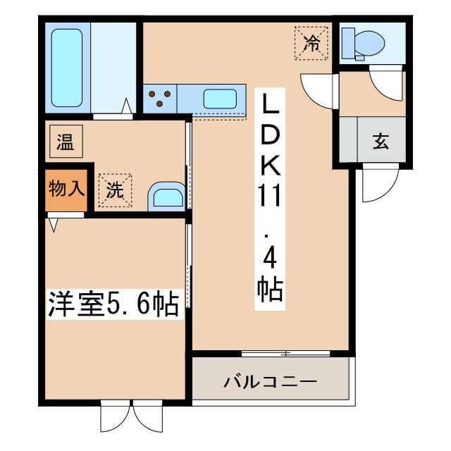 CHERIE FLEURB(1LDK/1階)の間取り写真