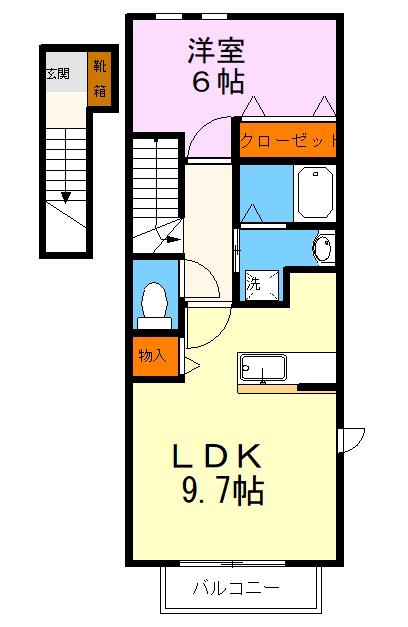 キャピタル・レジデンスIII(1LDK/1階)の間取り写真