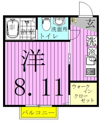 CAREL新鎌ケ谷(1K/2階)の間取り写真