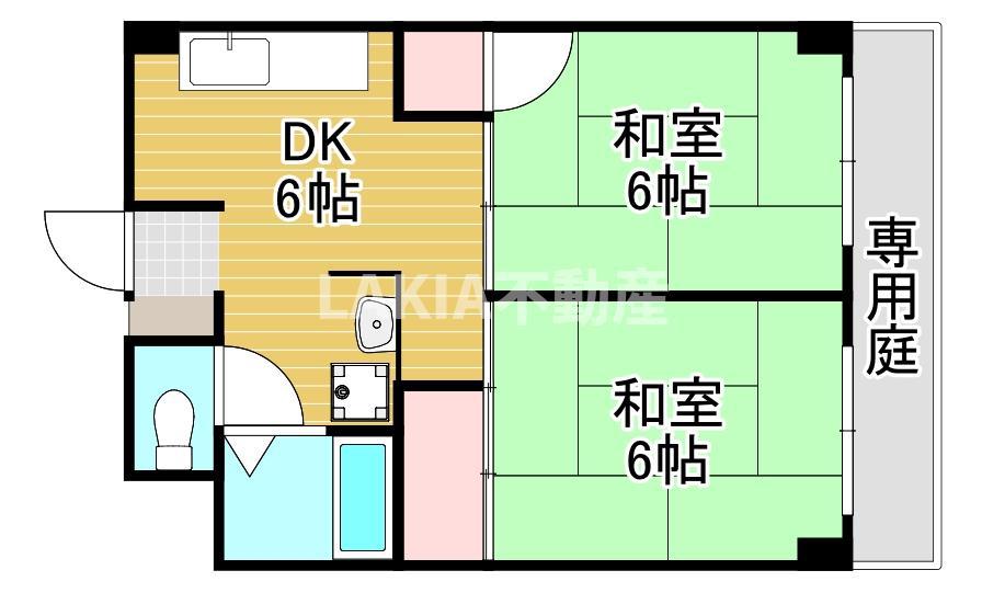 プチハイム薫(2DK/1階)の間取り写真
