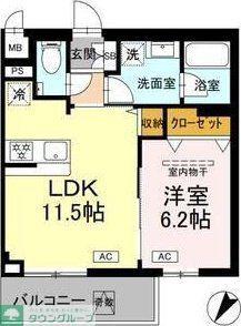 ロイジェント中目黒(1LDK/1階)の間取り写真