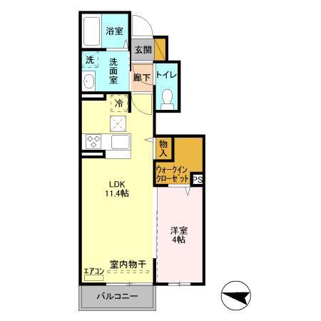 K.エスポワール(1LDK/1階)の間取り写真