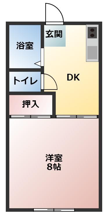 コーポK太田(1DK/2階)の間取り写真