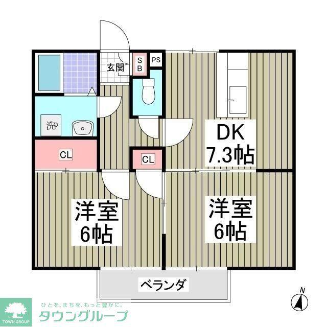 ヴィラ・オトンヌA(2DK/2階)の間取り写真