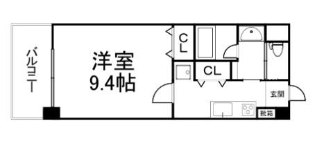 カリーノカサメント東中振(1K/3階)の間取り写真