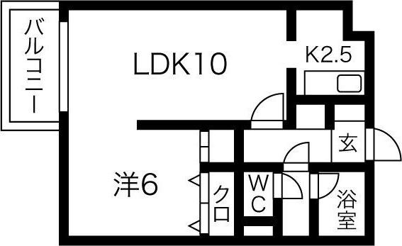 ノール琴似(1LDK/1階)の間取り写真