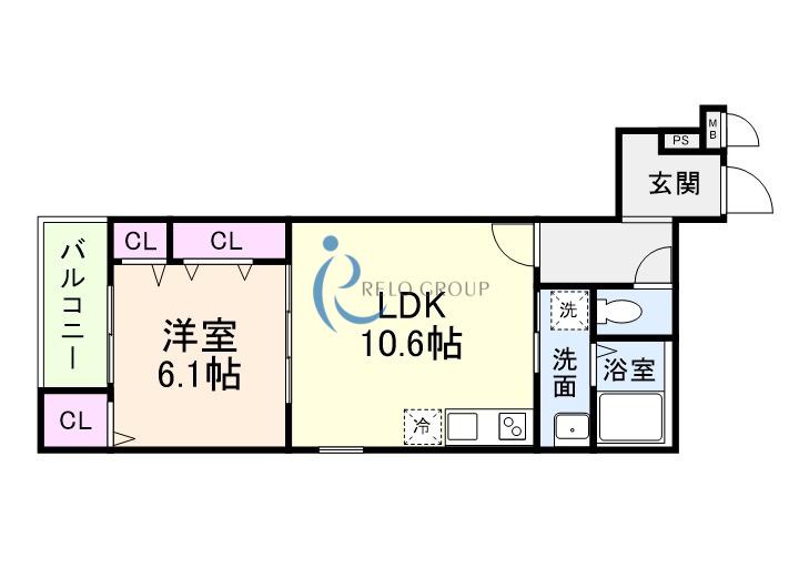 CHARME PARKSIDE II(1LDK/2階)の間取り写真