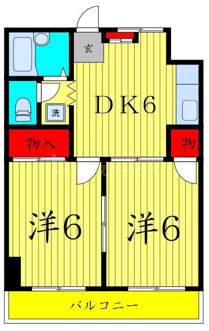 フローラルビュー(2DK/2階)の間取り写真