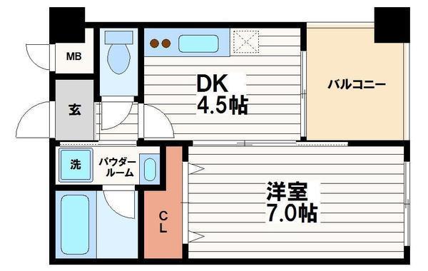 ヴェルドミール山忠松屋町(1DK/3階)の間取り写真