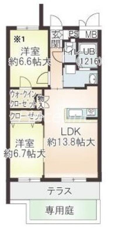 ル シュマン(2LDK/2階)の間取り写真