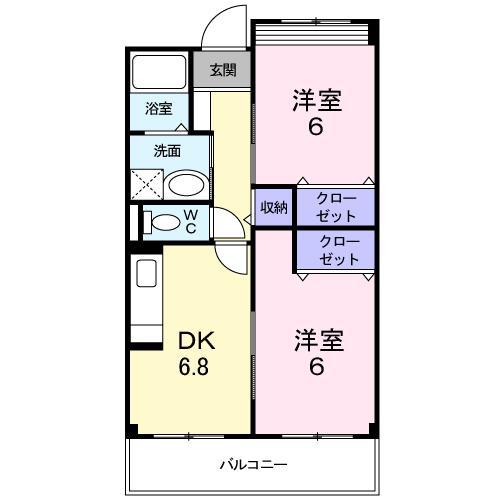 エアリーヒル(2DK/3階)の間取り写真