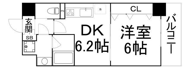 VERT SOLEIL真田山(1DK/3階)の間取り写真