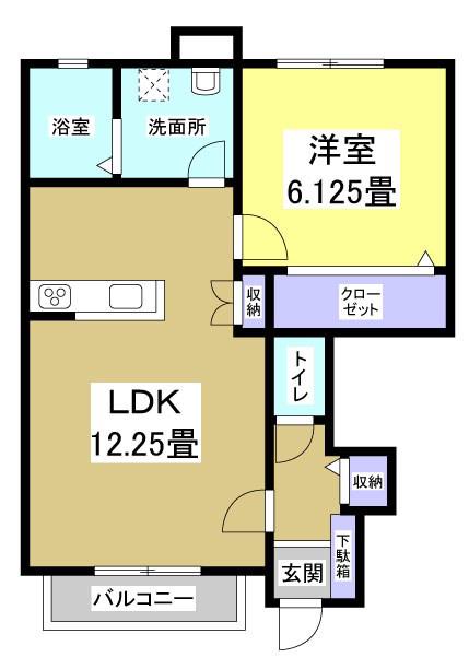 エムズコート春岡(1LDK/1階)の間取り写真