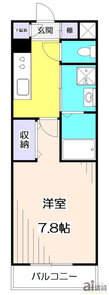 ラ パーチェ N(1K/1階)の間取り写真