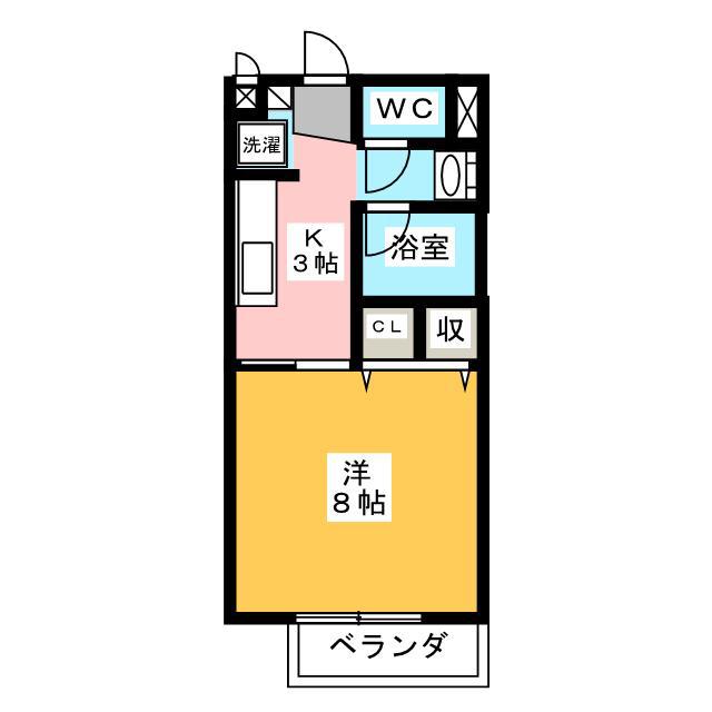 ハピネスMI(1K/1階)の間取り写真