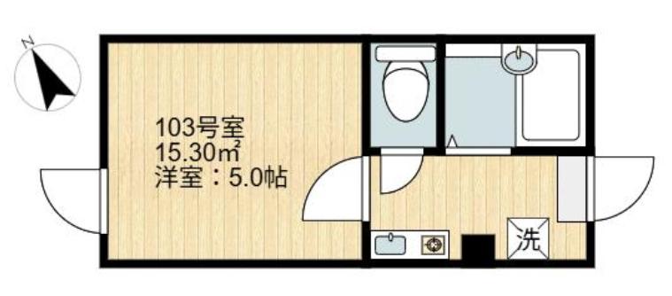 イルビラージュ四つ木(1K/1階)の間取り写真