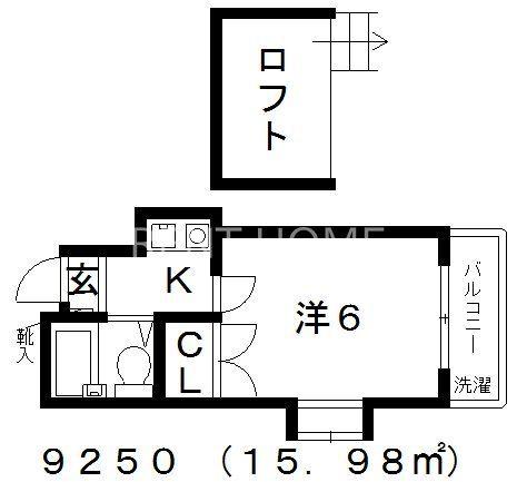フォレストハイツ藤井寺(1K/2階)の間取り写真