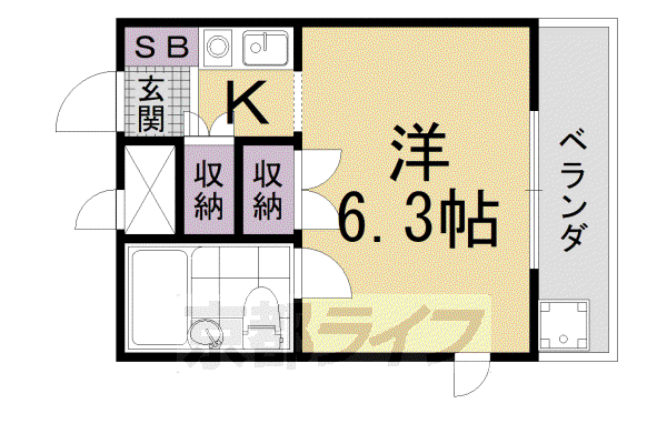 みささぎプチハイツ(1K/3階)の間取り写真