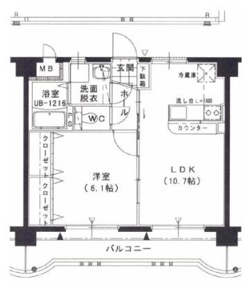 フローランテ・I(1LDK/4階)の間取り写真