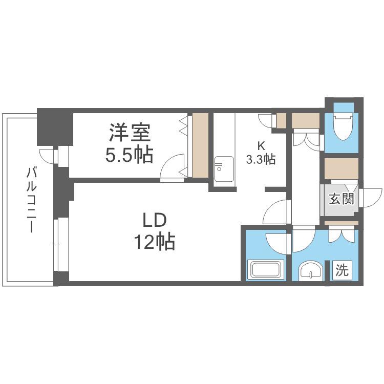ONE札幌ステーションタワー(1LDK/18階)の間取り写真