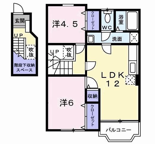 フェアリーコートB棟(2LDK/2階)の間取り写真