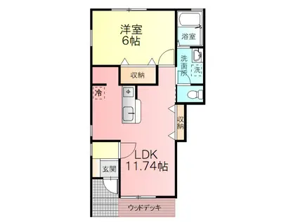 ファミールK 壱番館(1LDK/1階)の間取り写真