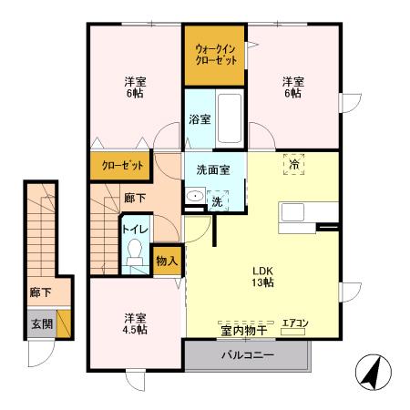 シエスタI 202(3LDK/2階)の間取り写真
