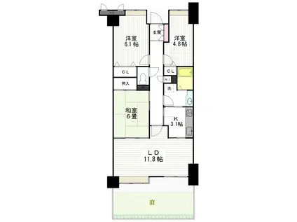 ダイアパレスアポロシティ21高砂参番館(3LDK/1階)の間取り写真
