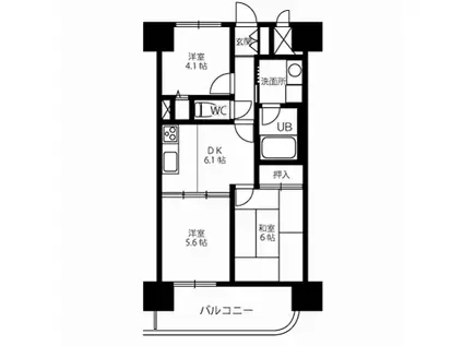 ライオンズマンション開運橋(3DK/7階)の間取り写真