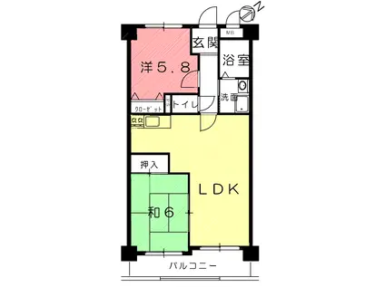コンフォートDAIEI(2LDK/2階)の間取り写真