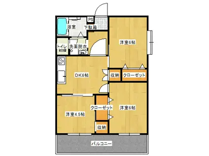 川津セントラルハイツ(3DK/3階)の間取り写真