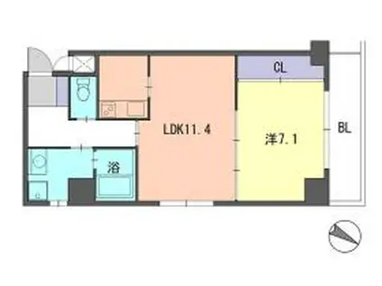 レジデンス住吉(1LDK/8階)の間取り写真