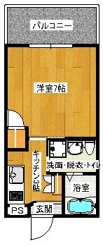 ビューハイツ田川(1K/5階)の間取り写真