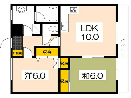 メゾン・ド・谷口(2LDK/2階)の間取り写真