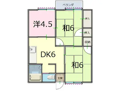 原田荘(3DK/2階)の間取り写真