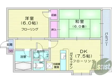 ヒルズアバンテ(2DK/3階)の間取り写真