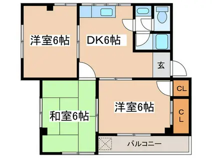 レジデンス香川I(3DK/2階)の間取り写真