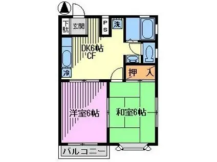 エスペランサ(2DK/1階)の間取り写真