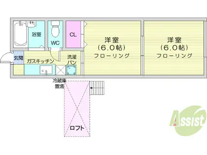 サニーライフ国見ヶ丘(2K/2階)の間取り写真