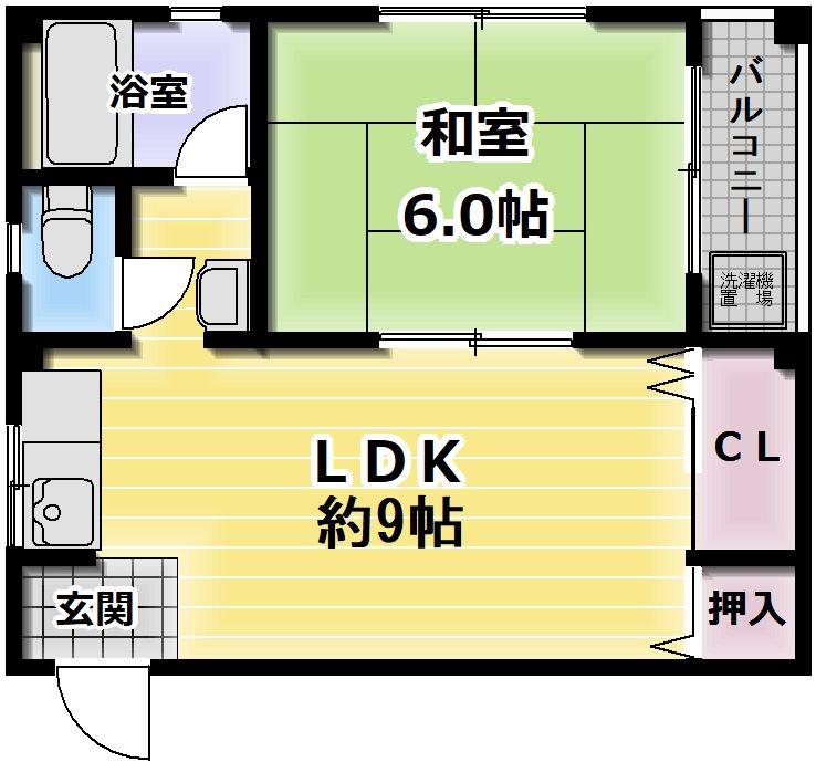 上林マンション(1LDK/4階)の間取り写真