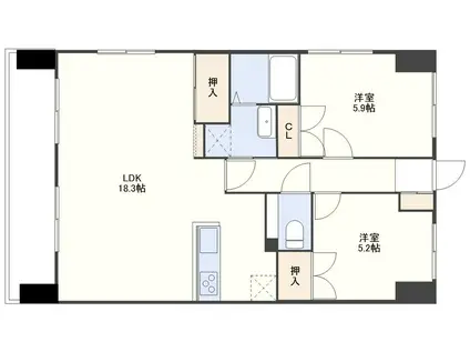 ロアール西山(2LDK/8階)の間取り写真